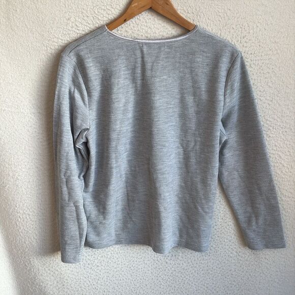 Speculation Rib Knit V Neck Sweater Womens Large Grey Heather - Picture 6 of 6